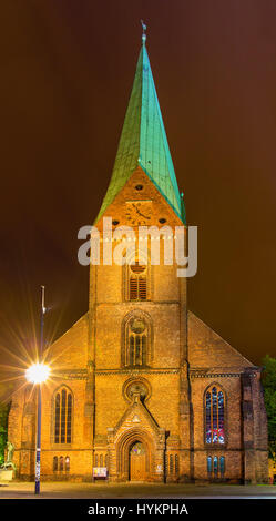 Night view of St. Nikolai Church in Kiel, Germany Stock Photo