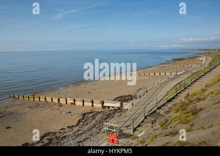 Elevated view Criccieth North Wales UK historic coastal town in summer with blue sky on a beautiful day Stock Photo