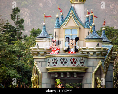 Hong Kong China 18 January 2007 The Disneyland parade travels down Main Street to the delight of all visitors to the theme park Stock Photo