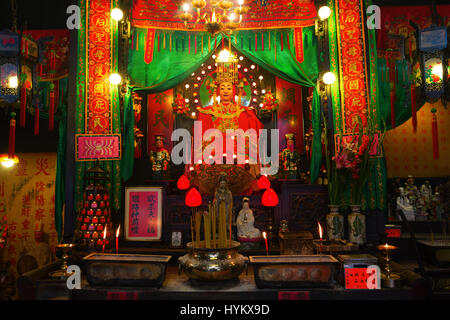 Hong Kong, Hong Kong - March 11, 2017: inside of the Tin Hau Temple in Yau Ma Tei, Kowloon, Hong Kong. The Tin Hau Temple was probably erected at this Stock Photo