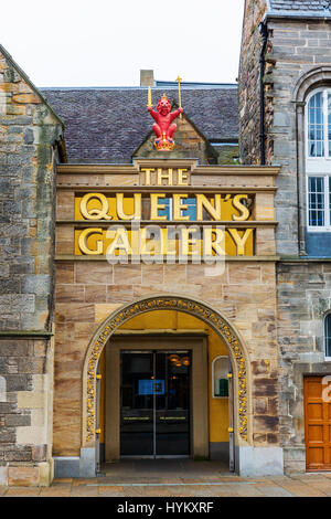 Edinburgh, UK - September 09, 2016: Entrance of the Queens Gallery in Edinburgh. It is an art gallery that forms part of the Palace of Holyroodhouse.  Stock Photo