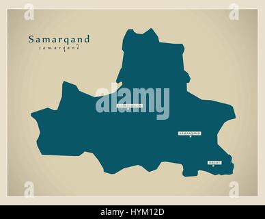 Modern Map - Samarqand UZ Stock Vector