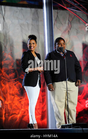 Eva Longoria and Nitzeida Galves on the Flag Stage at the Special