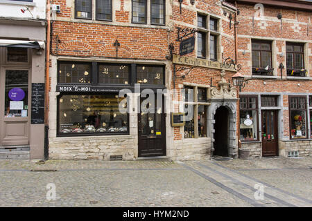 typical store for the sale of chocolate in the center of Brussels Stock Photo