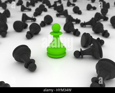 Chess pawn green last one standing. Business strategy and concepts Stock Photo