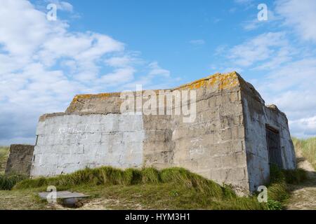 Bunker ruins in Juno Beach, Courseulles sur Mer, Normandy, France Stock Photo