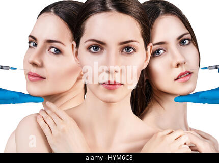 Young woman getting cosmetics injection. Stock Photo