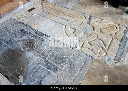 An Abbot's tomb in St Mary's church, Blanchland Stock Photo