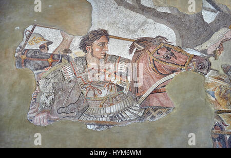 Alexander the Great from the Roman mosaic  of Battle beween Alexander the Great and Persian King Darius, 120-125 BC, Casa del Fauno, Pompeii, inv 1002 Stock Photo