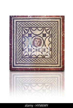 Roman Mosaic with the head of Medusa, from Casa delle Vestali, Pompeii , Naples National Archaeological Museum , white background Stock Photo
