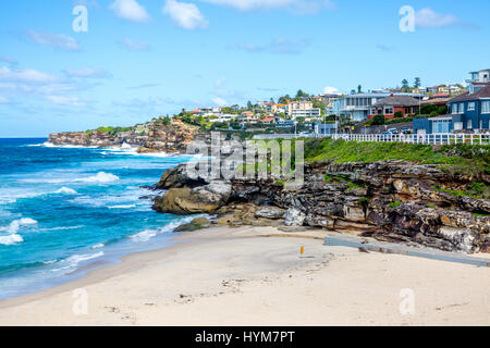 Tamarama beach and view of the coastal walk path in the eastern suburbs of Sydney on an autumn day, New south wales,Australia Stock Photo
