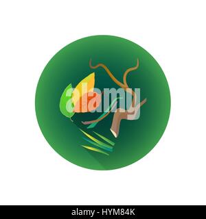 vector colorful flat design green cutting waste box compost garbage illustration green icon long shadow isolated white background Stock Vector