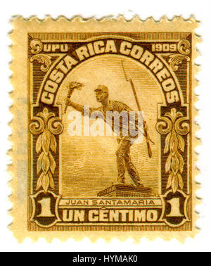 GOMEL, BELARUS, APRIL 4, 2017. Stamp printed in Costa Rica shows image of  The Juan Santamaria (August 29, 1831 - April 11, 1856) was a Costa Rican so Stock Photo