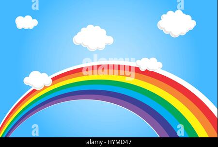 rainbow and clouds, backdrop for kids room Stock Vector