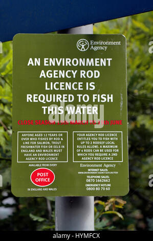 UK Environment agency rod licence notice for the river Thames Stock ...