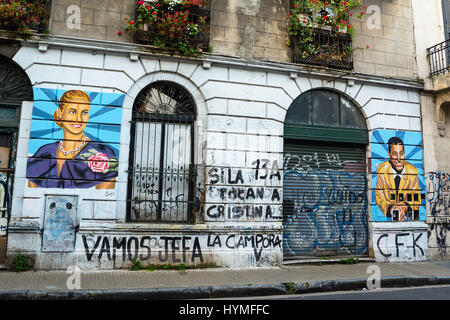 Buenos Aires, Argentina - October 30, 2016: Murales di Evita e Juan Domingo Peron in Buenos Aires Stock Photo