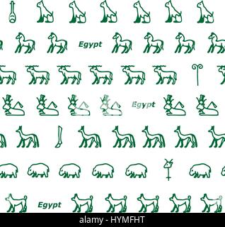 Seamless background in the form of ancient Egyptian hieroglyphs on a white background Stock Vector