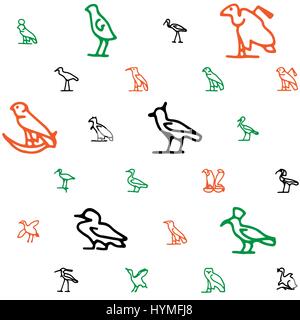 Seamless background in the form of ancient Egyptian hieroglyphs on a white background Stock Vector