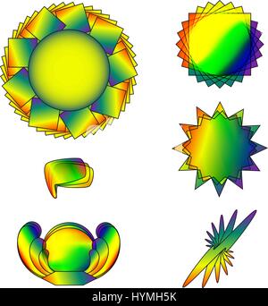 Abstract yellow green icons for prize winners in the form of medals, cups Stock Vector