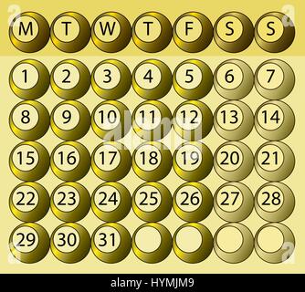 Abstract monthly calendar days of the week Stock Vector