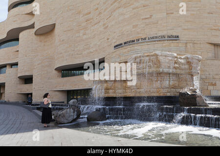 National Museum of the American Indian waterfall - Washington, DC USA Stock Photo