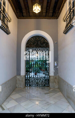 Cadiz Spain- MARCH 31: entry to typical house of this city, popular architecture of the XIXth century, traditional architecture in Cadiz, Andalusia, s Stock Photo