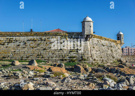 Fort of Sao Francisco do Queijo (commonly known as Castle of Cheese) in Nevogilde civil parish of Porto city, Portugal Stock Photo