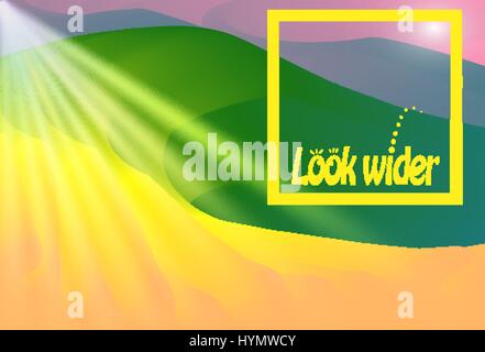 Landscape with colorful futuristic mountains at sunset or dawn Stock Vector