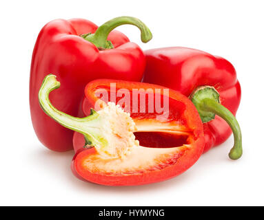 sliced red bell pepper isolated Stock Photo