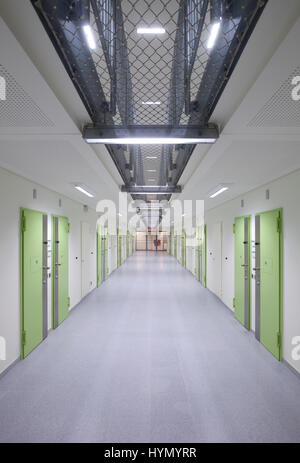 Corridor with doors, jail, Düsseldorf prison, North Rhine-Westphalia, Germany Stock Photo