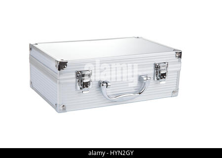 Closed Aluminum Make Up case, isolated on white background Stock Photo