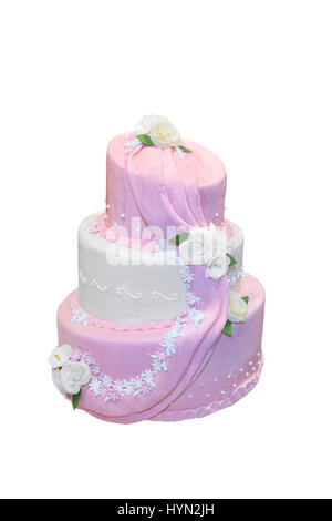 Elegant wedding cake isolated on white Stock Photo