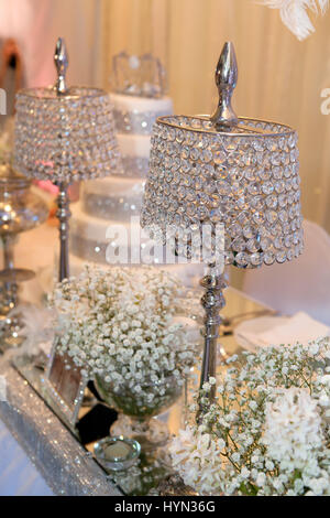Beautiful crystal lamps decorating the table Stock Photo