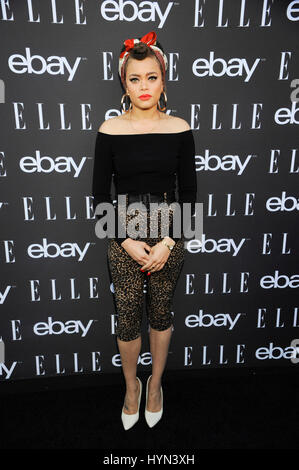 Singer Andra Day arrives at the 6th Annual ELLE Women In Music Celebration presented by eBay at Boulevard3 on May 20th, 2015 in Hollywood, California. Stock Photo