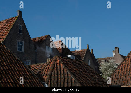 Traditional Dutch old roofs in small village Heusden, Noord Brabant Stock Photo