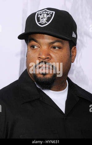 Ice Cube attends the Straight Outta Compton world premiere at L.A. Live on August 10th, 2015 in Los Angeles, California Stock Photo