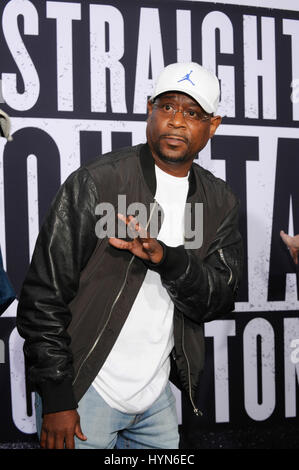 Martin Lawrence attends the Straight Outta Compton world premiere at L.A. Live on August 10th, 2015 in Los Angeles, California Stock Photo