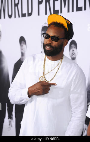 Baron Davis attends the Straight Outta Compton world premiere at L.A. Live on August 10th, 2015 in Los Angeles, California Stock Photo