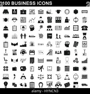 100 business icons set, simple style Stock Vector