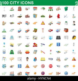 100 city icons set, cartoon style Stock Vector Image & Art - Alamy