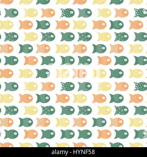Fish seamless pattern for fabric textile design, pillows, wallpapers,cloth,bags,scrapbook paper. Stock Vector