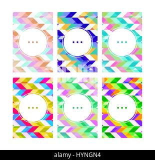 Valentines day gift cards. Geometric colorful patterns Stock Vector