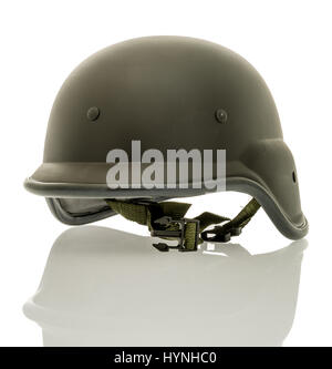 Modern black tactial helmet on an isolated background. Stock Photo