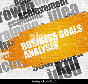 Business Goals Analysis on Brickwall. Stock Photo