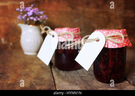 retro rustic homemade jam jar Stock Photo