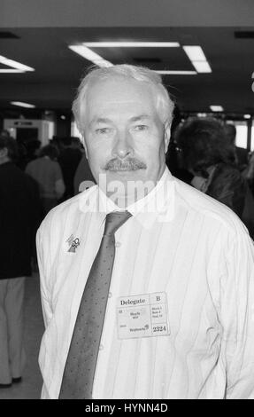 Douglas Hoyle, Labour party Member of Parliament for Warrington North,  attends the party conference in Brighton, England on October 5, 1989. Stock Photo