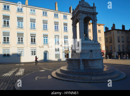 Place St Jean in Vieux-Lyon, the city's oldest district, Lyon, Auvergne-Rhone-Alpes, France, Europe Stock Photo