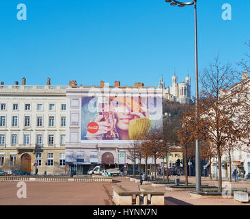 La Place Bellecour, Lyon, Auvergne-Rhone-Alpes, France, Europe. A UNESCO world heritage site at the heart of Presqu'ile (peninsula) Stock Photo