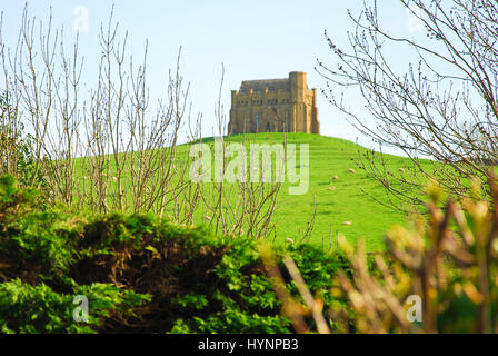 Little Bredy, Dorset, UK. 5th April, 2017. UK weather. St Catherine's Chapel, Abbotsbury,Dorset, high above Chesil Beach, on a sunny Spring afternoon Credit: stuart fretwell/Alamy Live News Stock Photo