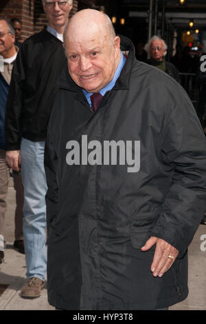 FILE PICS: New York, USA. 6th April, 2017. Don Rickles enters the 'Late Show With David Letterman' taping at the Ed Sullivan Theater on April 4, 2012 in New York City. Credit: Erik Pendzich/Alamy Live News Stock Photo